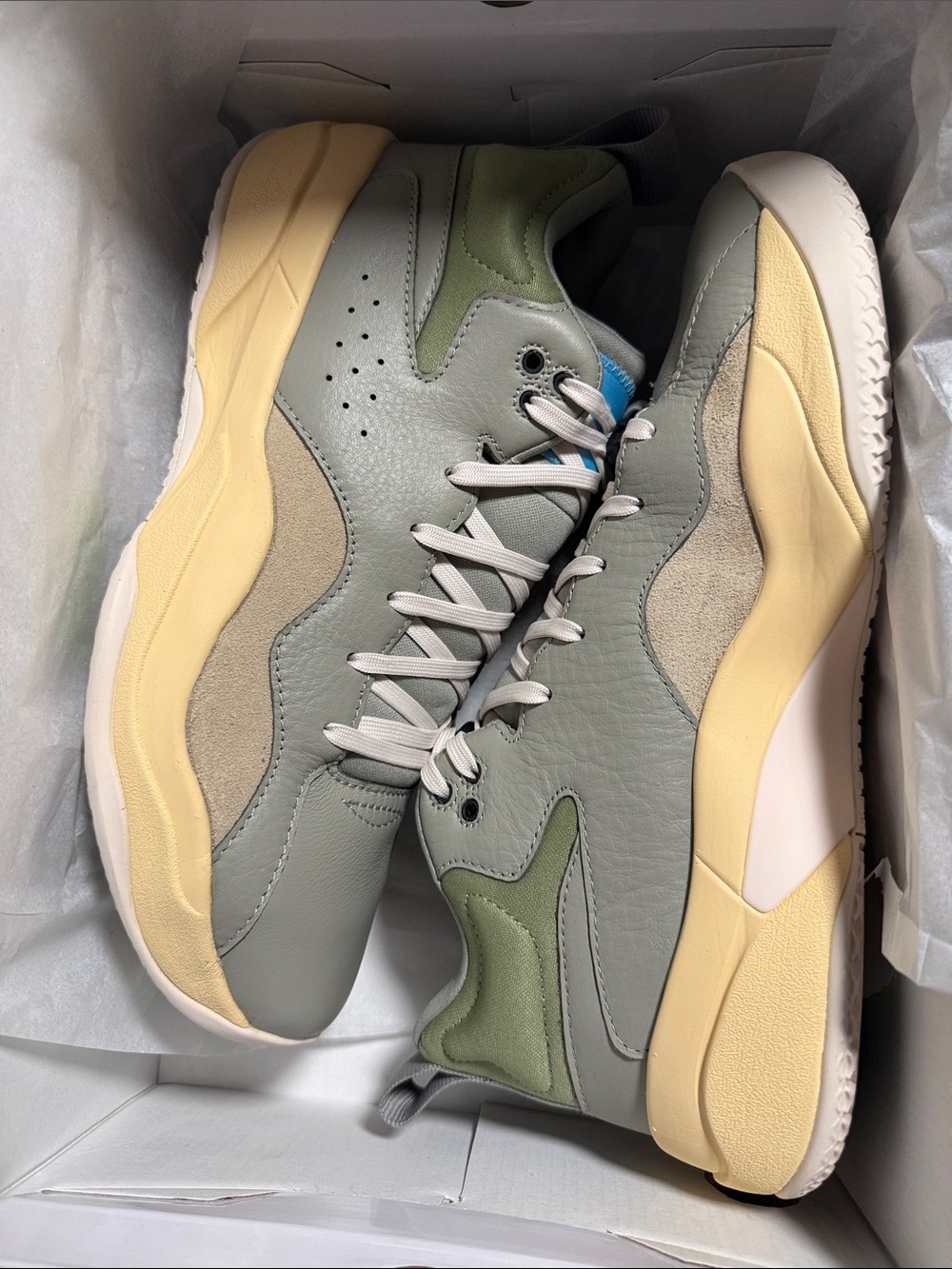 Brandblack Men's Sage Green and Cream Chunky Sneakers